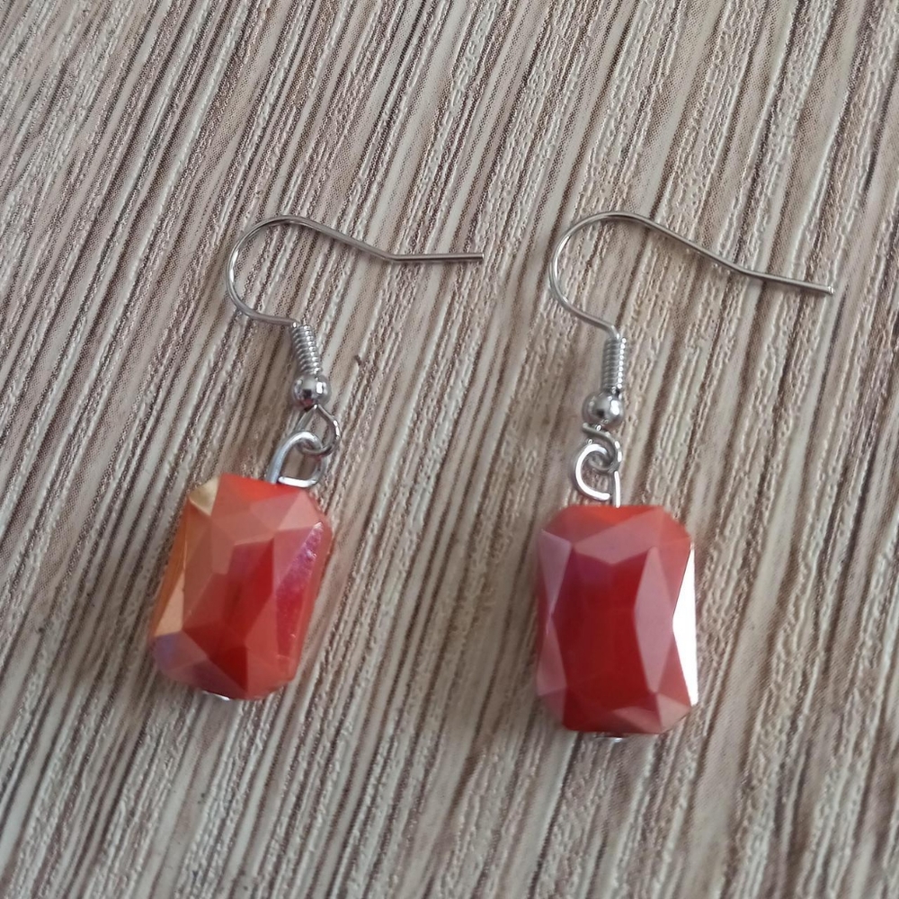 Hand Crafted sterling silver European crystal iridescent statement Earrings